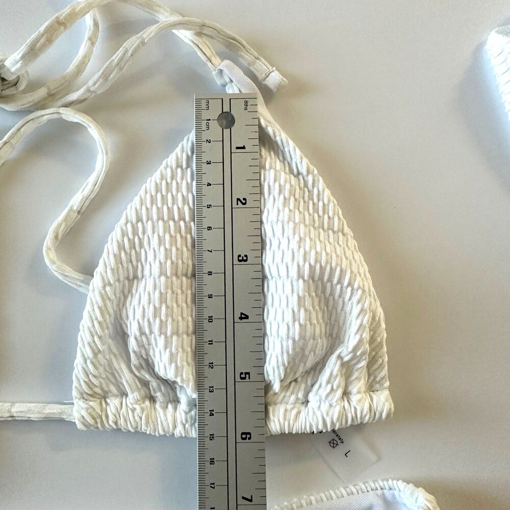 white textured bikini with sarong 3 piece womens large resort swimwear beachclub - Picture 8 of 8